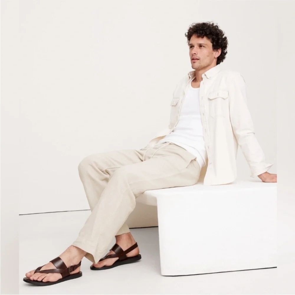 NWT! Banana Republic Relaxed Linen-Cotton Pull-On Beach Pant - Size Medium 🩷